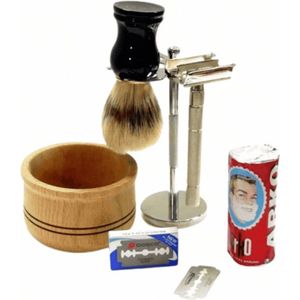 Compleet scheerset - Voor mannen 6-in-1 - Baardverzorging scheerset - Scheerkwast - Black - Perfect scheerresultaat - Nat scheren