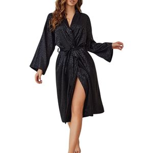 Nivard Satijnen Badjas Dames - Kimono - Kamerjas - Satijn - Ochtendjas - Pyjama - Maat XL