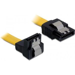 SATA datakabel - recht / haaks naar beneden - plat - SATA600 - 6 Gbit/s / geel - 0,10 meter