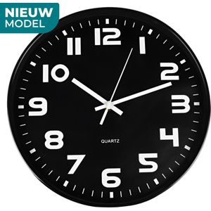 YE Wandklok - Muurklok - 30cm Diameter - Geluidloos - Tijdloos Design - Zwart
