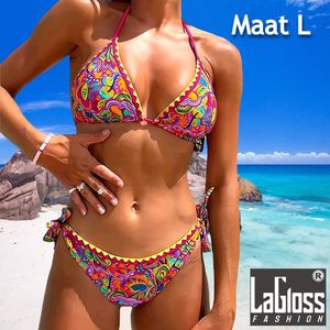 LaGloss® Kleurrijke Retro Bikini set - zomer - beach swimsuit - strand bikini zwembad - 2-delig - Maat M %%
