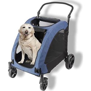 Hondenbuggy Inklapbare - Hondenbuggy Grote Hond - Hondenbuggy All Terain - Blauw