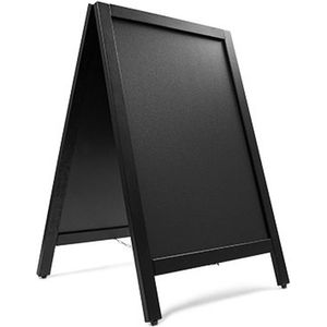 Krijtstoepbord Zwart 55 x 85 cm dennen houten omlijsting - dubbelzijdig reclamebord