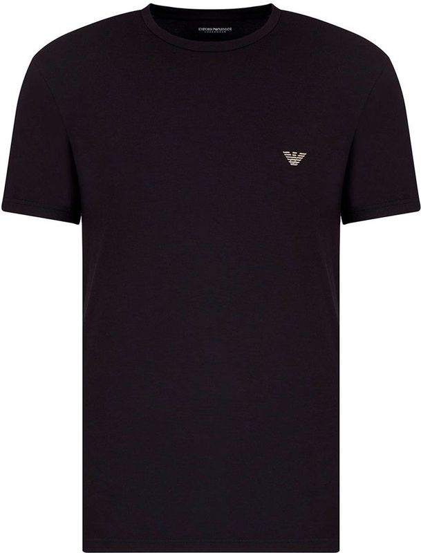 Emporio Armani - Lingerie T-Shirt - Zwart - Korte Mouwen - Geborduurd Logo