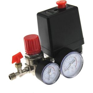Luchtcompressor Drukklep Schakelaar met Relief Regulator en Drukmeters 90-120 PSI