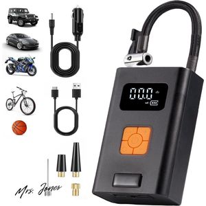 Mrs. Jones Draagbare luchtcompressor mini-bandenpomp 12 V 2000 mAh accu oplaadbare elektrische compressor fietspomp 150 psi USB-powerbank .