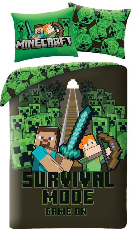 Minecraft - Dekbedovertrek - 140 x 200 cm - 70 x 90 cm - Polyester