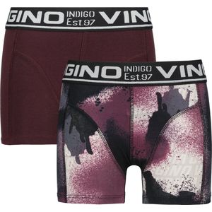 Vingino jongens ondergoed 2-pack boxers Camou Aubergine Red