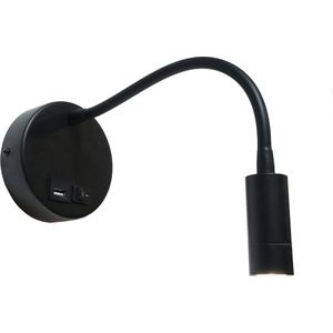 Wandlamp Flex USB Zwart - LED 3W 3000K 330lm - USB - FLEX - IP20 > wandlamp binnen zwart | wandlamp zwart | leeslamp zwart | bedlamp zwart | flex lamp zwart | led lamp zwart | usb lamp zwart | usb aansluiting lamp zwart