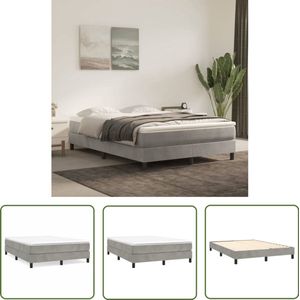 Stijlvol Lichtgrijs Fluwelen Bedframe 140x190 cm Boxspring Frame - Fluweel Bedframe - Grijs Bedframe - Eenpersoons Bed - Luxe Bedframe