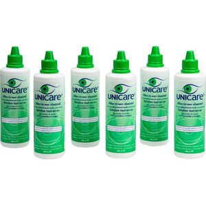 Unicare 6 x 240 ml - lenzenvloeistof voor harde contactlenzen - incl. 6 lenzendoosjes - voordeelverpakking