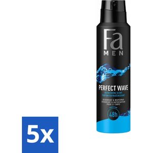 Fa Men - Perfect Wave - Deodorant Spray - Verfrissende Geur - 150 ml - Bulkverpakking - 5 stuks