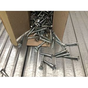 Houtschroef. 3.0 x 20mm. Lang.gleufkop. Platkop. Verzinkt. 200 stuks. Deltafix.