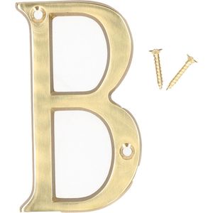 AMIG Huisnummer/letter B - massief messing - 10cm - incl. bijpassende schroeven - gepolijst - goudkleur