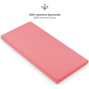 Premium hoeslaken voor babybedje - ademend hoeslaken, 100% katoen (150 g/m²), 60x120cm - 70x140 cm x 15cm- Coral - Rood