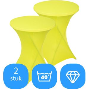 Statafelrok Geel x 2 – ∅80-85 x 110 cm – Stretch 2 stuks – Tafelrok voor Statafel – Geschikt voor Horeca Evenementen | Sta Tafel Hoes | Staantafelhoes | Cocktailparty | Trouwerij | FDWB