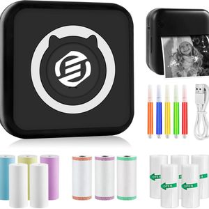 Equivera Mini-Printer - Pocket Printer - Mobiele Fotoprinter - Draagbaar & Draadloos - Leerhulp & Notites