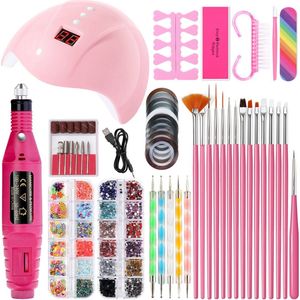 NAXSIR Nail Art Set - Nagelgereedschap - Nepnagels - Met UV/LED-lamp, Precision Nagelboren en Diverse Nagelaccessoires