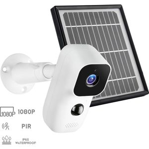 Beveiligingscamera - 100% draadloze Camera - wifi Camera -  oplaadbaar met zonne-energie - inclusief zonne-energiepaneel - overal te plaatsen - IP65 weerbestendig - PIR bewegingscensor - SD-kaart ondersteuning of Cloudopslag.