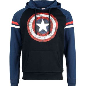 Captain America Comic Shield Heren Trui met capuchon - zwart/blauw - M