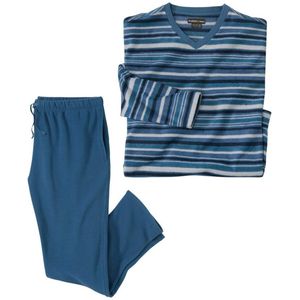 ATLAS FOR MEN - Gestreepte pyjama van microfleece - Heren - Verkrijgbaar in grote maten - 3XL