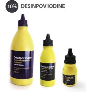 1 FLES 500 ml/ stuk Povidon Jodium 10%. Desinfectie reinigin te vergelijken met Betadine + 25 GAASJES. DEINFECTIE THUIS