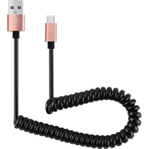 30 cm tot 100 cm High Speed ​​veerstijl Micro USB naar USB 2.0 Flexibele elastische veer Opgerolde kabel USB Data Sync kabel, voor Galaxy, Huawei, Xiaomi, LG, HTC, Sony en andere slimme telefoons (rose goud)