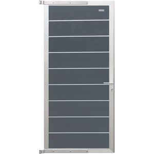 Tuindeur composiet Modular Rock grey met blank aluminium frame compleet (90 x 200 cm)