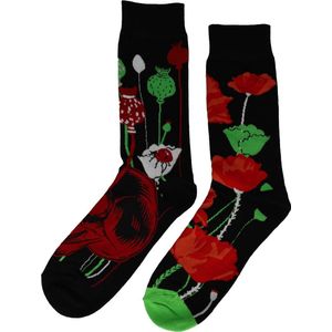 Sokken katoen - roos schedel print - zwart rood - maat 38-46