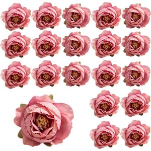 20 Pieces Small Realistic Silk Artificial Flowers for Crafts, Cake Decoration, Wedding Bridal Bouquet, Party Table Decoration (Vintage Pink)