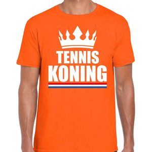 Oranje tennis koning shirt met kroon heren - Sport / hobby kleding XL