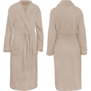 Sorprese Exclusive - Badjas - Maat L/XL - Lichtbruin - Sjaalkraag - Ultra Zacht en Warm - Microvezel - Badjas Dames - Badjas Heren - Sauna - Oeko-Tex Standard 100 - Cadeau