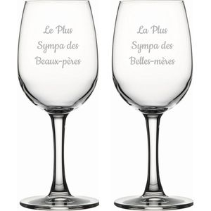 Witte wijnglas gegraveerd - 26cl - Le Plus Sympa des Beaux-pères & La Plus Sympa des Belles-mères