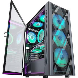PC-behuizing met 6 ARGB Ventilatoren en Magnetisch Glas - ATX Half-Tower Computercase voor Gaming