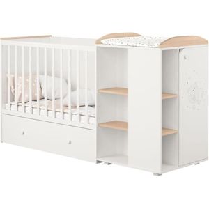 Polini - wit/naturel Teddy omvormbaar bed van 60x120 cm tot 90x190 cm