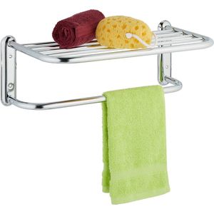 Relaxdays handdoekrek muur - 6 stangen - handdoekhouder chroom - baddoek rek badkamer
