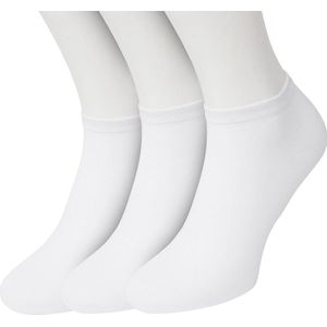 Bonnie Doon Sneakersokken Heren Wit maat 47/52 - 3 paar - Basis Korte Sokken - Gladde Naden - Enkel Sokken - Uitstekend Draagcomfort - Enkelsokken - Sneaker Sokken - 3-pack - Multipack - Effen - White - OL8120013.103