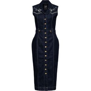 Queen Kerosin Kokerjurk -L- Denim Western Blauw