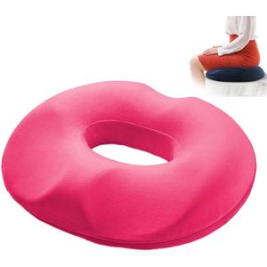 Donut Kussen - Zitkussen Orthopedisch - Donut ZitKussen - Aambeien Zitring - Stuitkussen - Ergonomisch - voor Aambeien, Piercing en Stuitje - Orthopedisch Traagschuim Zitkussen - voor Bureaustoel, Auto, Rolstoel, Reizen, Gebruik - Rozerood