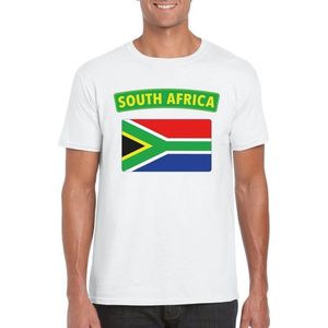 Zuid Afrika t-shirt met Zuid Afrikaanse vlag wit heren XL