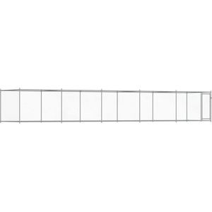 vidaXL-Hondenhok-met-deur-10x2x1,5-m-gegalvaniseerd-staal-grijs