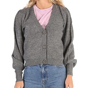 Dames Korte Gebreide Cardigan met V-hals en Ballonmouwen