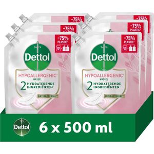Dettol - Sensitive - Handzeep - Antibacterieel - Navulling 6x 500ML - Voordeelverpakking