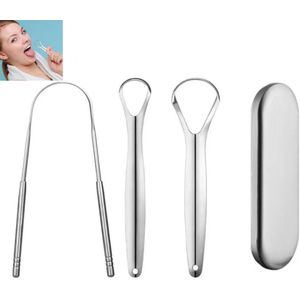 Tongue Cleaner - 3 Stuks - RVS Tongue Scraper - Tongue Brush - Tongue Reiniging - Mondverzorging