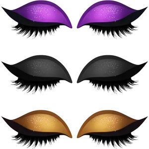 Lazy Eye Shadow Eyelash Stickers, Eyelash Stickers with False Eyelashes and Eyeshadow, Eyeliner, 3 in 1 Reusable Eye Makeup Stickers for Daily Commuting, Dating, Party, Prom (Gold/Silver/Black)