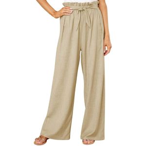 Wijde Pijpen Elegante Lange Lounge Palazzo Broek Vrouwen - Khaki