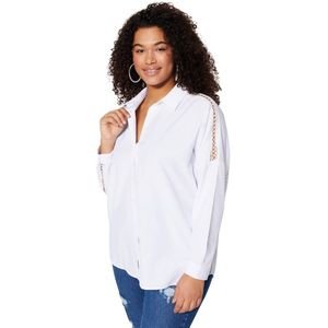 Trendyol Witte Schouders Oversized Met Streepdetail Geweven Overhemd