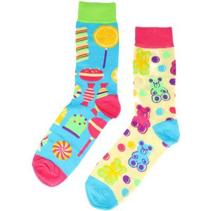 Sokken Katoen - Snoepjes Print - Roze Blauw - Maat 38-45