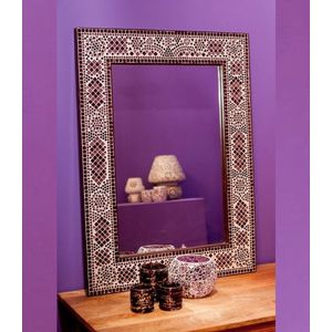 LM-Collection Diya mozaïek Spiegel - 80x65cm - Paars - Hout/Glas - spiegel goud, wandspiegel, wandspiegel rechthoek, wandspiegel industrieel, wandspiegel zwart, wandspiegel rond, wandspiegels woonkamer, decoratiespiegel, spiegel rond,