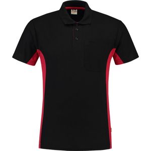 Tricorp 202002 Poloshirt Bicolor Borstzak - Zwart/Rood - 7XL